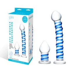 Glas Double Penetration Swirly Glazen Dildo & Butt Plug -Vibrators winkel E31626 1