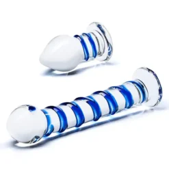 Glas Double Penetration Swirly Glazen Dildo & Butt Plug -Vibrators winkel E31626 2