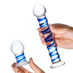 Glas Double Penetration Swirly Glazen Dildo & Butt Plug -Vibrators winkel E31626 3