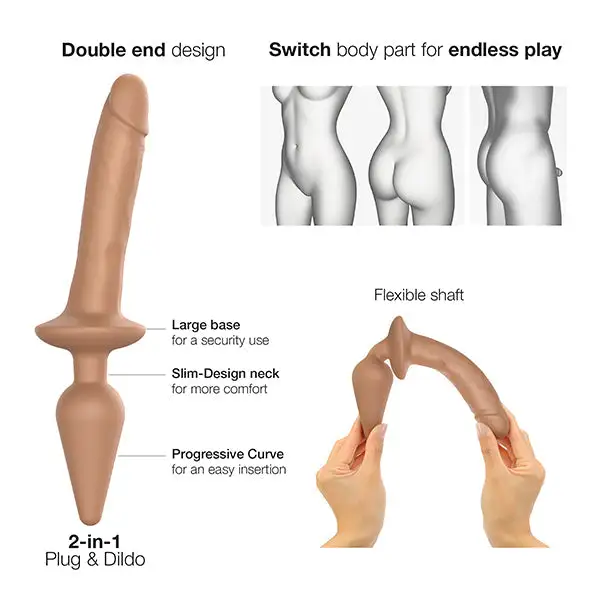 Strap-On-Me Switch Dubbele Dildo Caramel 4 Strap-On-Me Switch Dubbele Dildo Caramel - Afbeelding 4