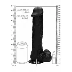 RealRock Realistische Vibrator Zwart Met Afstandsbediening 28 Cm -Vibrators winkel REA006BLK2