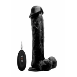 RealRock Realistische Vibrator Zwart Met Afstandsbediening 28 Cm